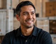 Smiling professional in a dark polo